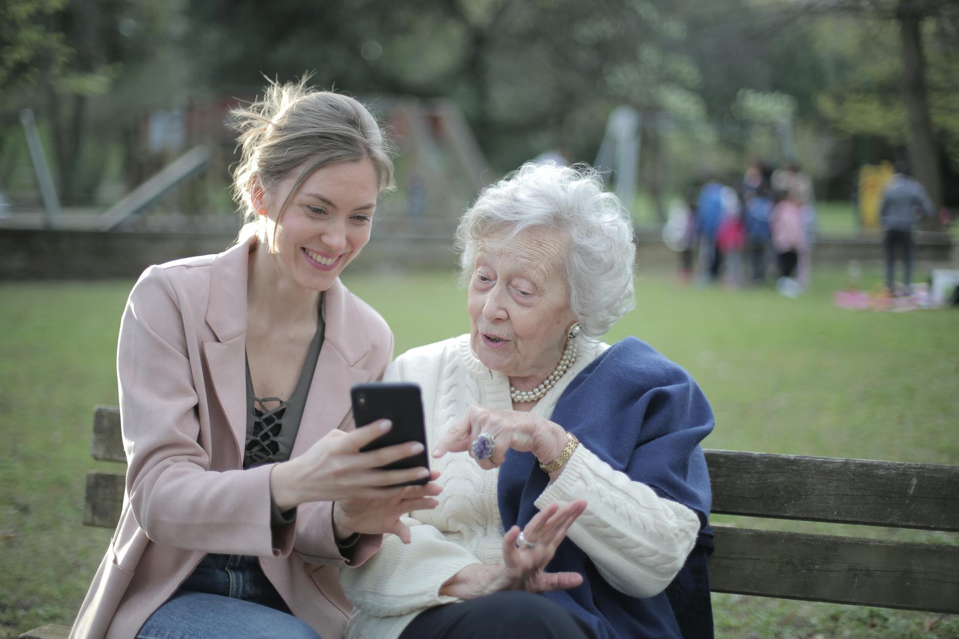 Seniors and caregivers sharing a warm moment